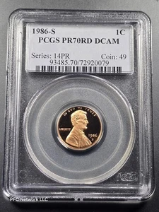 1986 S 1c Lincoln Cent Coin Proof PR PF 70 RD DEEP CAMEO Clean Crisp Clear - Picture 1 of 4