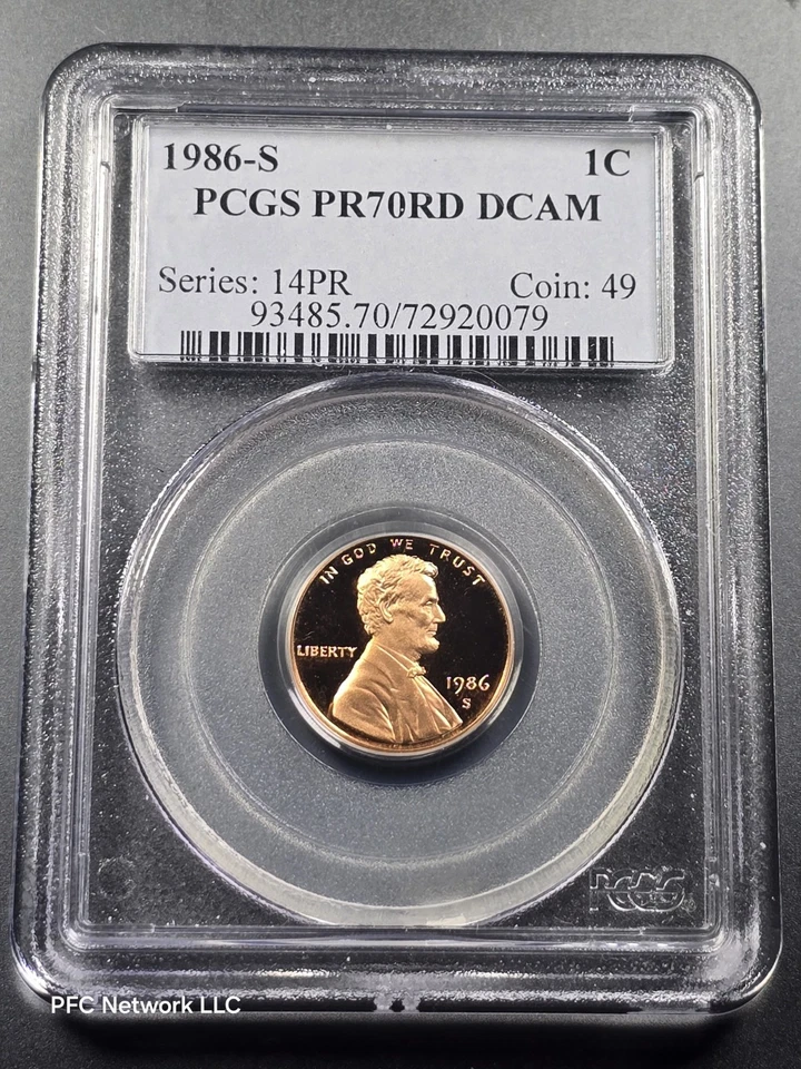 1986 S 1c Lincoln Cent Coin Proof PR PF 70 RD DEEP CAMEO Clean Crisp Clear - Image 1 of 4