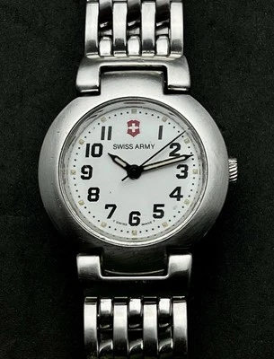 Vintage 1998 SWISS ARMY Women’s 26mm Quartz Watch Steel Case Bracelet White Dial - image 1 of 4