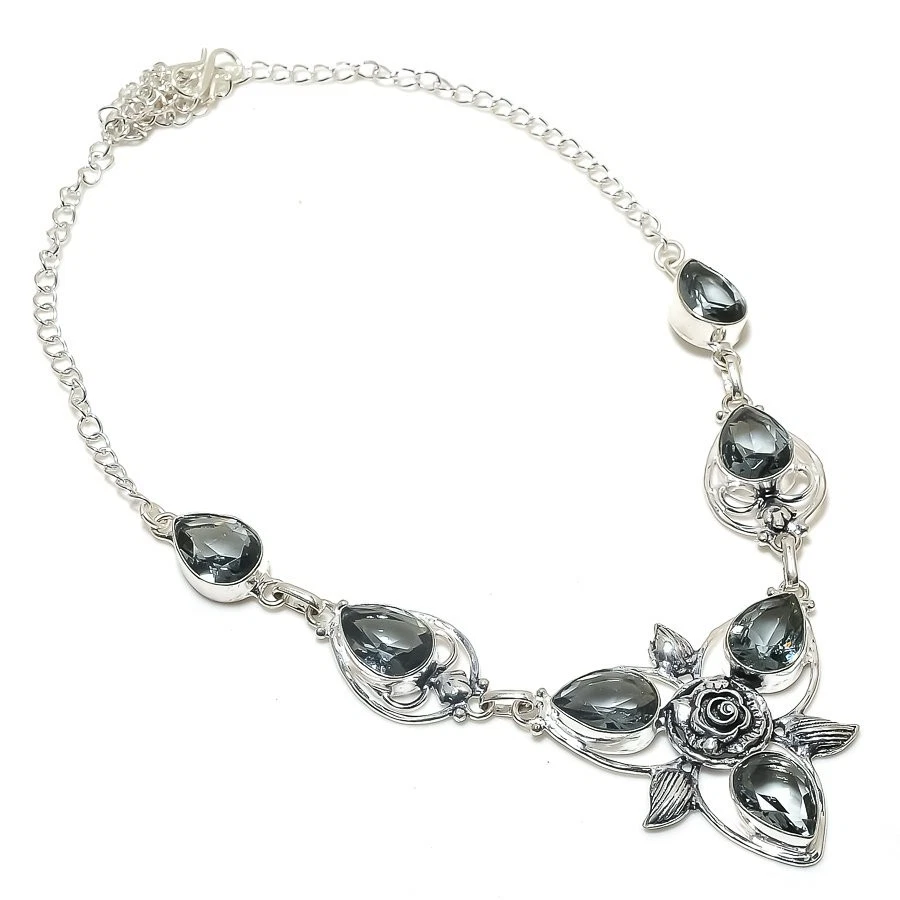 Gray Alexandrite Gemstone Handmade 925 Sterling Silver Jewelry Necklace Size 18" - Image 1 of 1