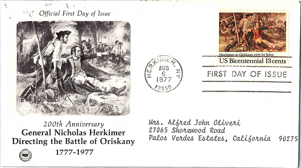 Gen. Nicholas Herkimer  200th Anny of Oriskany Battle Aug. 6,1977 Mail Cover FDC - Image 1 of 1