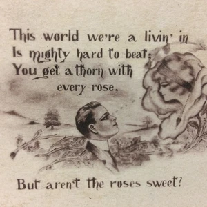 Vintage Postkarte Schatz grüßt einen Dorn mit jedem Rosengedicht - Bild 1 von 8