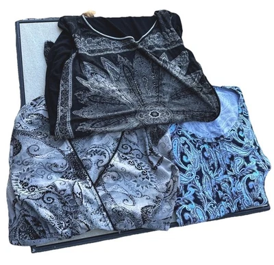 Top ajustado Minnie Liz Claiborne 2X y diamante azul 18W Plus adornado occidental Foto 1 de 4