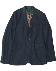 TED BAKER Mens 2 Button Blazer Jacket Size 5 XL Navy Blue Wool AO01 - Picture 1 of 3