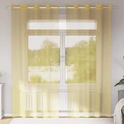 Voile Curtains with Grommets 2 pcs Yellow vidaXL - Image 1 of 4