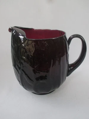 罕见 Texglass Decatur Texas Lg 紫水晶玻璃拇指纹图案冰唇壶 — 第 1/4 张图片