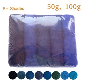 Blue Colours Shades Pack Carded Roving Wool Needle dry wet Felting Spinning DIY - Picture 1 of 7