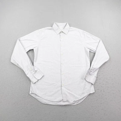 Sandro Paris Shirt Mens Medium White Blue Pinstripe Stripe Classic Fit Button up - Image 1 of 4