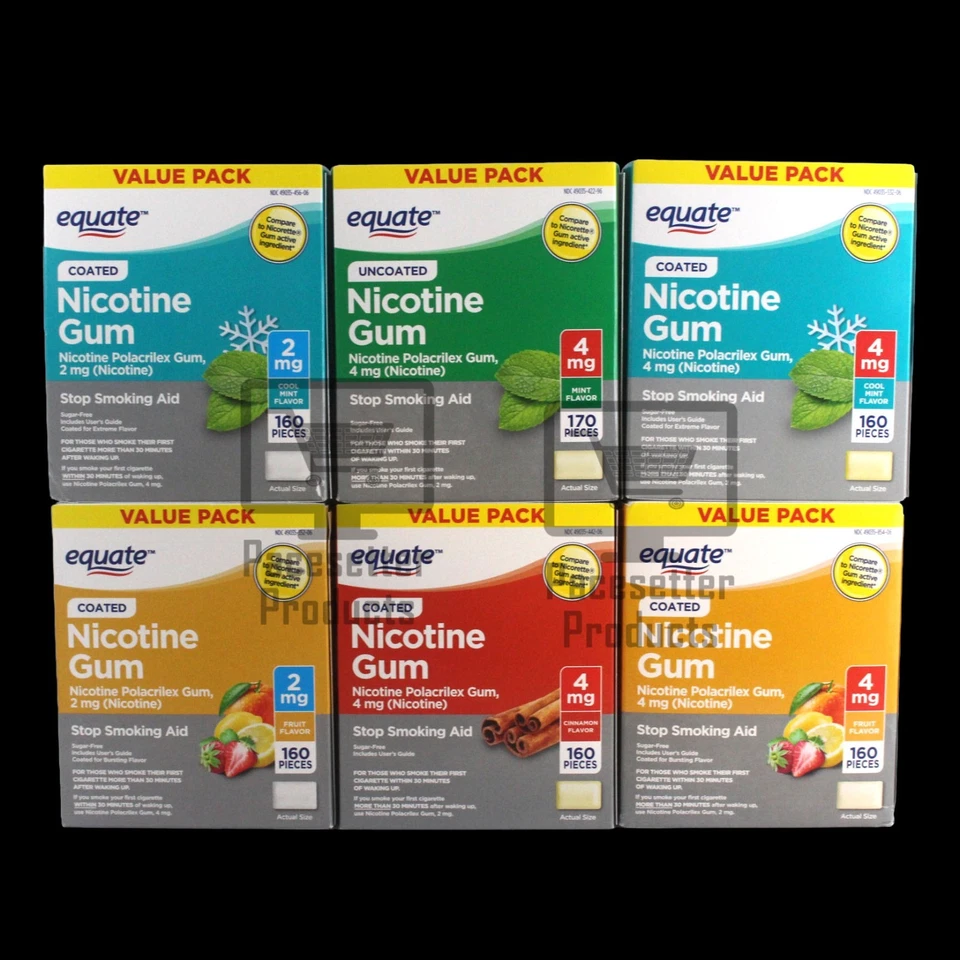 Equate Nicotine Gum 160 or 170 Pieces - 2 mg or 4 mg - Expires 4/2026 or Later - Image 1 of 1