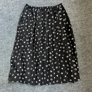 Gonna midi Leslie Fay nera bianca a pois plissettata taglia 5P petite vita elastica - Foto 1 di 8