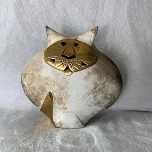 Pauline Pelletier Ceramic w/24k Gold Cat Atelier du Vieux Cap-Rouge Signed MCM - Picture 1 of 12