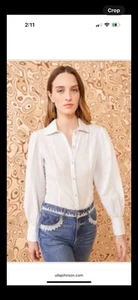 Ulla Johnson Arden Blouse-Sky Stripe Size 4 - Picture 1 of 5