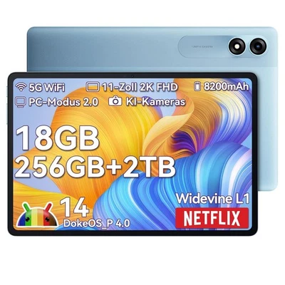 Blackview Tab 9 WiFi Android Tablet 11" 18GB+256GB 8200mAh Widevide L1 NETFLIX - Bild 1 von 4