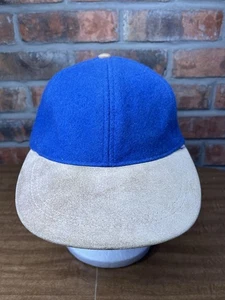 Vintage Plain Blanko Tan Suede Bill Blue Wool USA Union Made SnapBack Hat - Bild 1 von 9