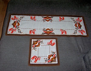 Vintage schwedisches Dalapferd & Kurbits Baumwolle/Leinen Tischläufer & Serviette EXC!! - Bild 1 von 6