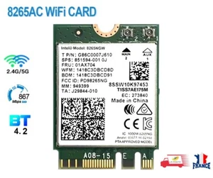 Carte réseau Wifi Intel NGFF Double Bande 802.11AC Bluetooth AC 8265NGW M.2 2230 - Photo 1/3
