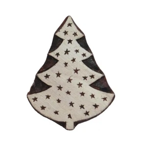 Christmas Tree Stamp 5 x 6.5cm Indian Hand Carved Wooden Printing Block - Picture 1 of 3