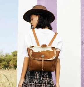 MYRA CLASSIC CARVINGS BORSA ZAINO IN PELLE E CAPELLI NUOVA CON ETICHETTE - Foto 1 di 6