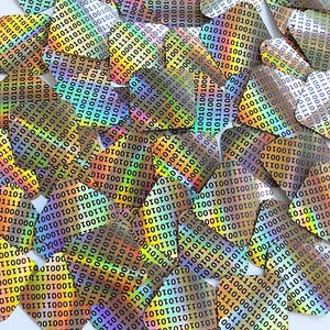 Lentejuelas Diamante 1.5" Oro Negro Lazersheen Binario Tech Código Impresión - Imagen 1 de 2