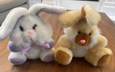 Vintage Easter Bunny Bunnies Possibly Dan Dee Plush Stuffed Animal White Brown ✨ - Image 1 of 4