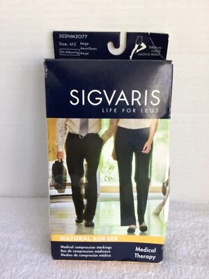 Sigvaris 30-40mmHg Thigh-Hi Compression Stockings Size M2 Beige - Image 1 of 4