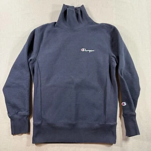 VTG Champion Reverse Weave Warm Up Turtle Neck Sweatshirt Mens Medium Blue - Picture 1 of 8