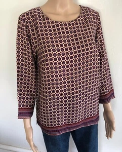 KENAR Damen seidige Tunika Bluse Gr. S Pullover 3/4 Arm klassisch Medaillon Print - Bild 1 von 13