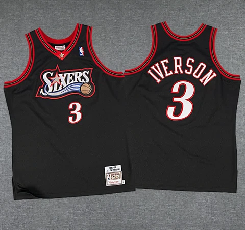 Allen iverson #3 Philadelphia 76ers sixers  1997-98 Jersey Black Cover