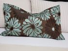 Silk Brown Turquoise Upholstery Lumbar Pillow Cover Decorative Throw Pillowcover