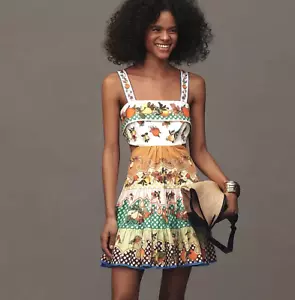 Vestido ALEMAIS Sin Mangas Corte Limón Anthropologie Mini Tropical 2 US/AU6 NUEVO - Imagen 1 de 7