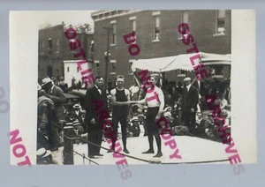 RPPC 1910 WRESTLING MATCH Wrestlers Ring Mat MAIN STREET Crowd Wrestler START 3 - Picture 1 of 3