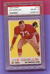LEO NOMELLINI SAN FRANCISCO 49ERS HOF 1959 TOPPS FOOTBALL CARD #19 PSA 8 - Picture 1 of 2
