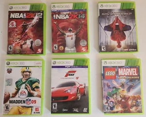 Lote de 6 juegos Xbox 360: Spider-Man, NBA 2k14, 2k12, Madden 09, Lego Marvel, Forza - Imagen 1 de 19