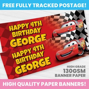 DISNEY CARS PERSONALISED CARS BIRTHDAY CARS BANNER PARTY DECORATION BANNERS - Picture 1 of 3