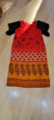 VTG Kathie Lee Dress Womens MISSY L Orange Floral Maxi FLOWING SLEEVE, CRUISE - Image 1 of 4