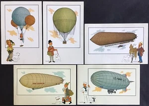 TINTIN 5 Chromos Voir et Savoir L’Aérostation 1955 série 6 Bon état - Picture 1 of 3