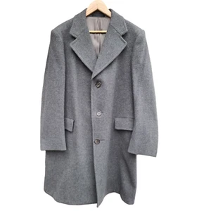 Vintage Crombie Pure New Wool Coat Jacket Grey Willerby Men's UK Size 42R - Picture 1 of 20