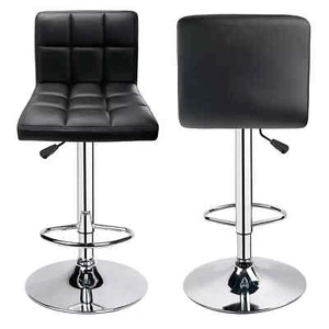 Faux Leather Bar Stool Gas Lift Stools Pub Club Cafe Home Breakfast Swivel Chair - Picture 1 of 19
