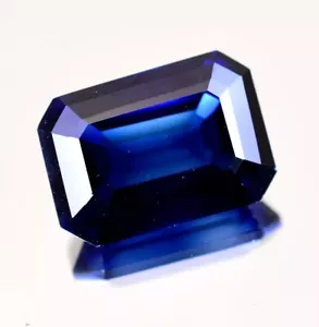 Zaffiro Blu Naturale Perfetto 17,30 Ct Taglio Smeraldo Certificato Gemma Sciolta - Foto 1 di 7