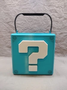 TEAL MARIO HALLOWEEN BUCKET 6" PAIL CANDY TRICK TREAT QUESTION ? BLOCK MYSTERY - Picture 1 of 5