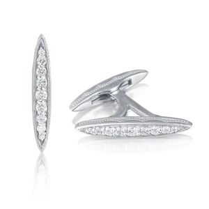 Tacori Retro Klassisch Marquise Sterlingsilber Herren Manschettenknöpfe MCL104 - Bild 1 von 1