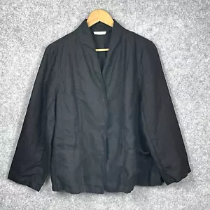Eileen Fisher 100% Linen Blazer Jacket Size L/XL Oversized Minimalist Collarless - Picture 1 of 10