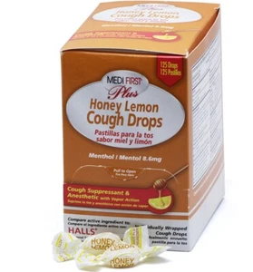 Honey lemon cough drops Medi First 125 count - Picture 1 of 2