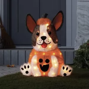 Hyde & EEK! Boutique 🎃 20” Oropel Incandescente Luz Calabaza Perro Halloween NUEVO - Imagen 1 de 4