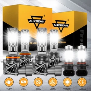 2025 AUXBEAM 9005+9006+9145 H10 LED Headlight Hi/Low Beam+Fog Bulbs Combo 6500K - Picture 1 of 12