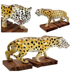 Kintsugi italienische Keramik Gepard Statuette Majolika Gold Riss Kunst Geschenk Italien - Bild 1 von 17