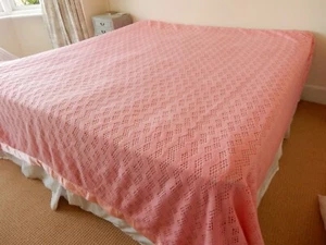 Marks Spencer Waffle Blanket COURTELLE Pink Lightweight Made UK 101 x 102" LARGE - Picture 1 of 13