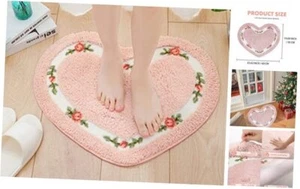 Rose Floral Area Rugs Ultra Soft Low Pile Shag Rug, Washable Heart Shape Pink - Picture 1 of 8