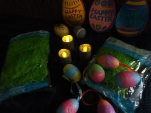 Easter lot of decorations grass ornaments eggs lights - Picture 1 of 7