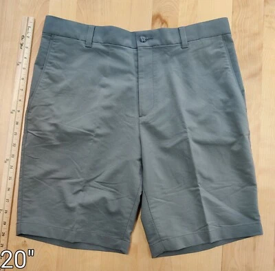 Shorts de golfe Oxford masculino 32 cintura cinza desempenho casual costura interna 9,5" - Imagem 1 de 4